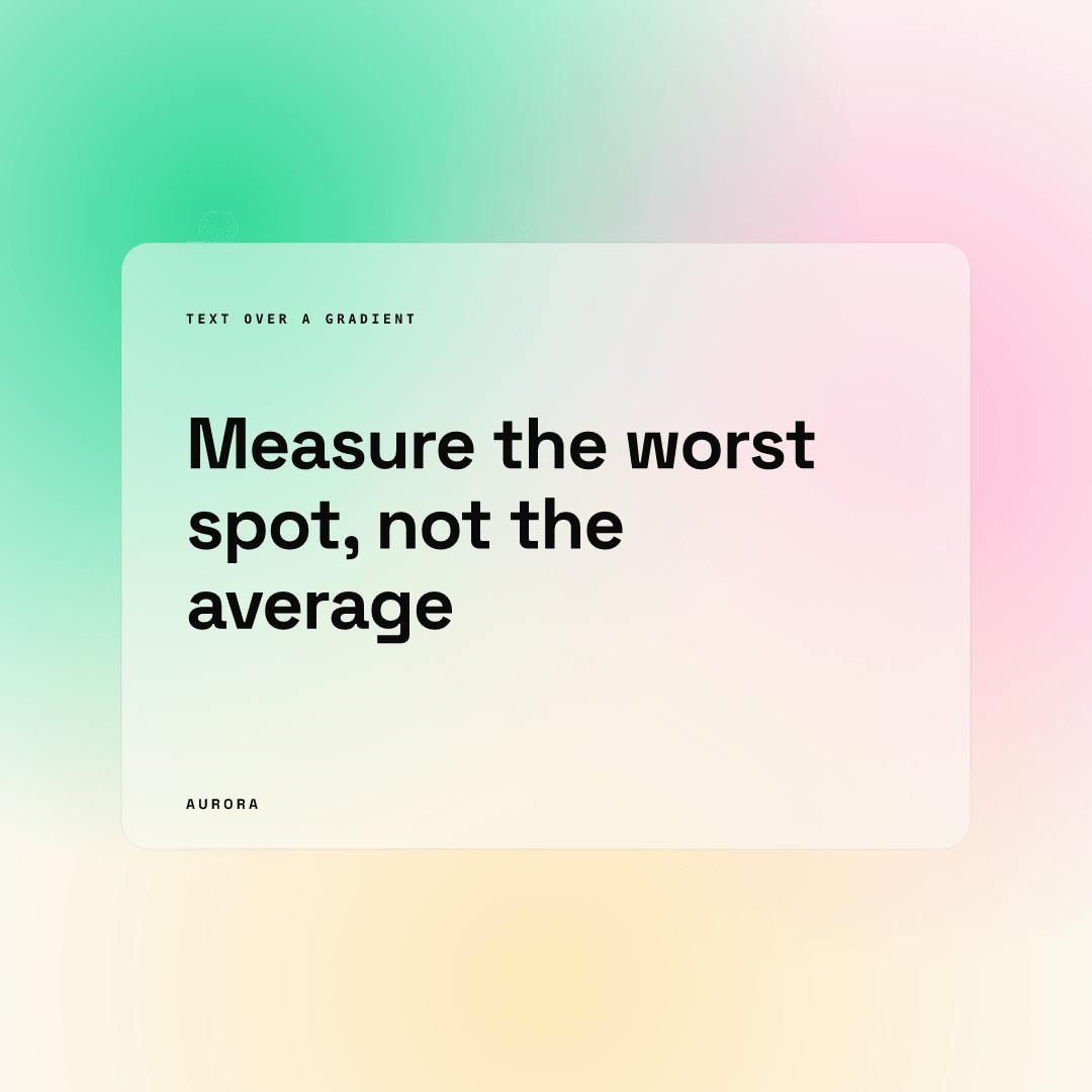 Square post rendered from our AURORA demo brand: dark headline on a frosted card over a green, pink and yellow gradient